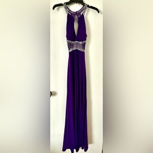Morgan & Co. Purple Embellished Prom Dress